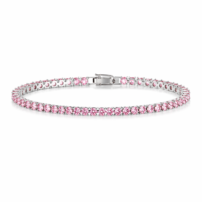 Bracciale tennis argento con brillanti rosa